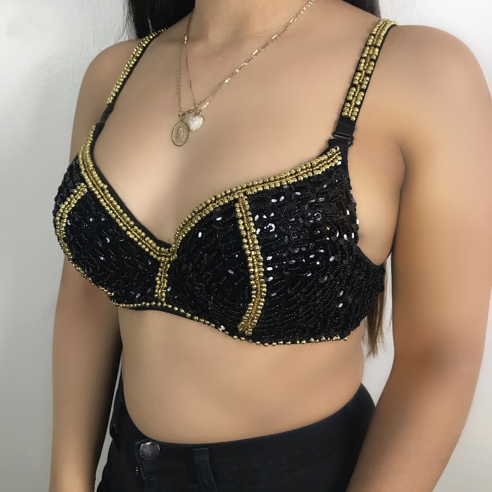Black sequin bustier